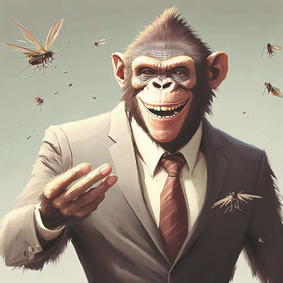 猿人、蟲子的現(xiàn)代性關(guān)聯(lián)。圖為作者用AI繪圖工具繪制