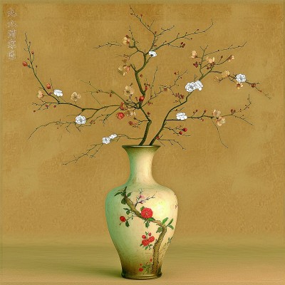 用AI繪畫(huà)工具制作的梅花“九九消寒圖”。制作：李世奇、孟揚(yáng)