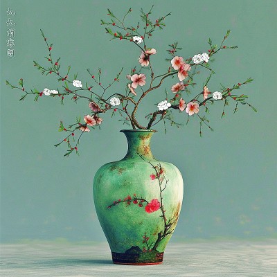 用AI繪畫(huà)工具制作的梅花“九九消寒圖”。制作：李世奇、孟揚(yáng)