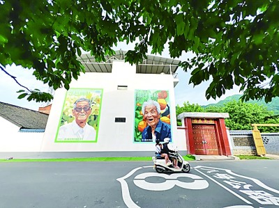 西安美院的師生在蔡家坡村繪制的壁畫。本報(bào)記者 于園媛攝/光明圖片