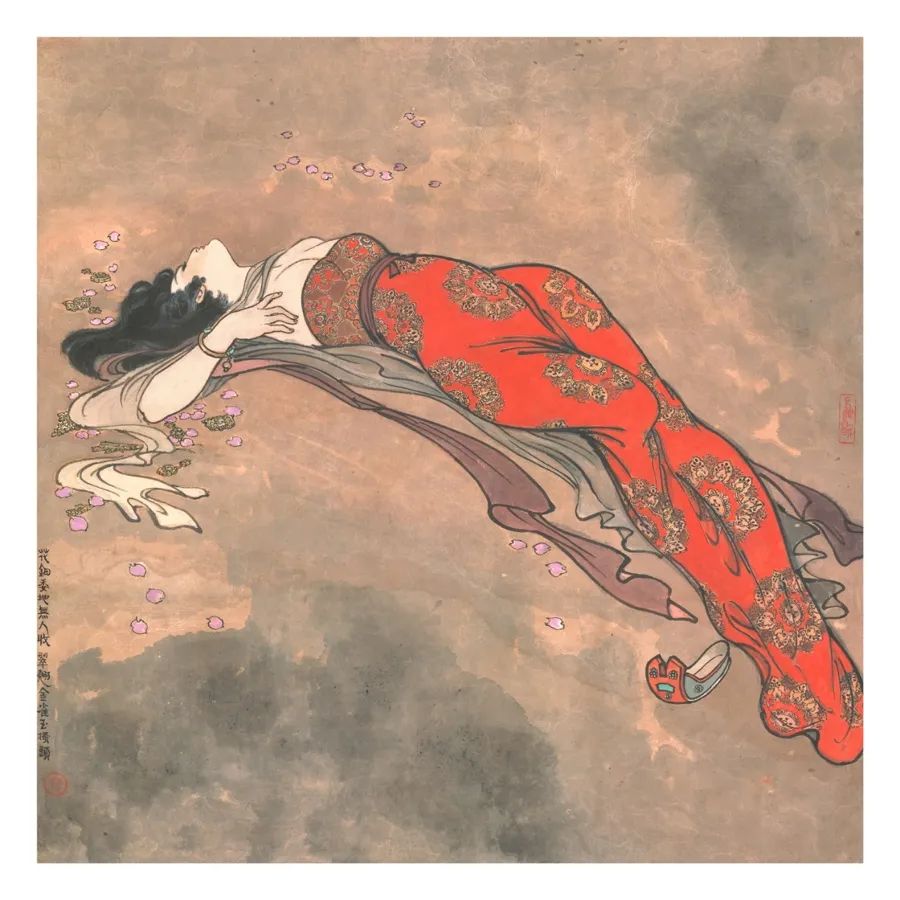 戴敦邦作品 《長恨歌》花鈿委地無人收，翠翹金雀玉搔頭。受訪者提供