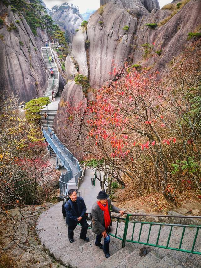 薛慶國陪同阿多尼斯登上黃山。